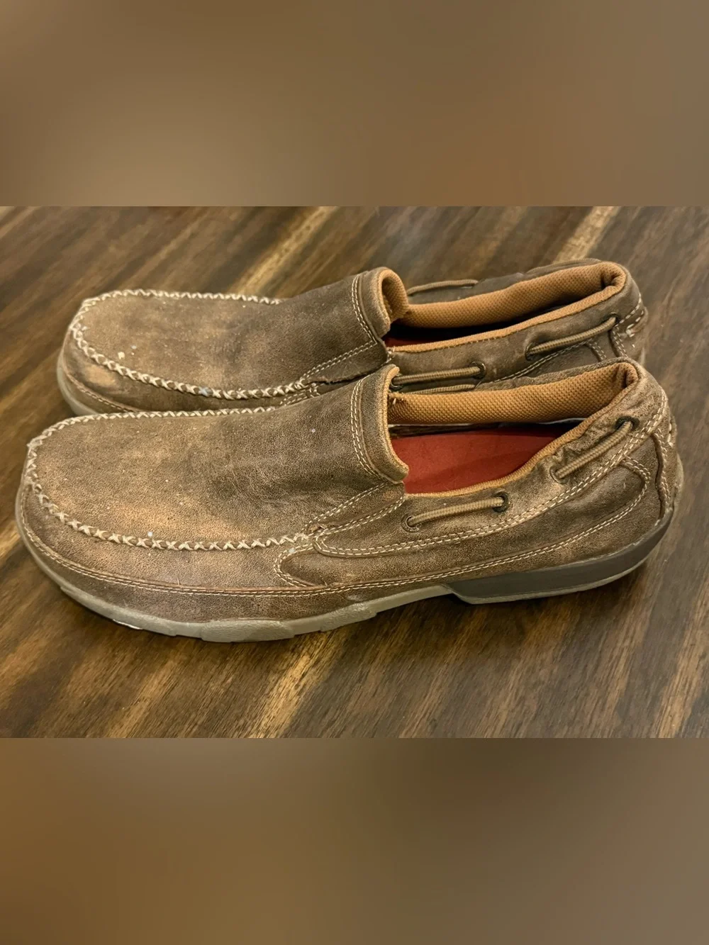 Twisted X Men's Brown Leather Slip-On Loafers US 13 Slip Resistant composite toe